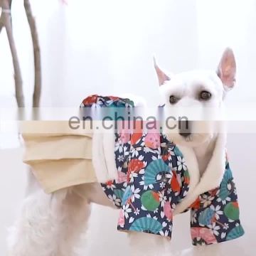 2019 autumn and winter new pet supplies flowers Japanese kimono dog skirt siamese clothes