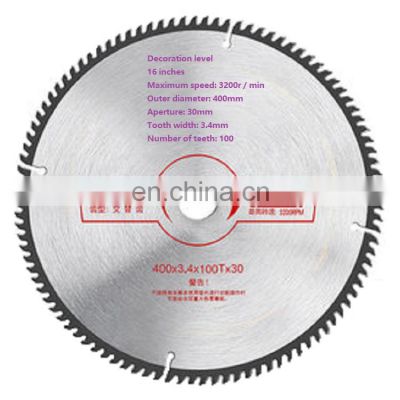 16 in 100 teeth High speed steel circular saw blade for wood cutting