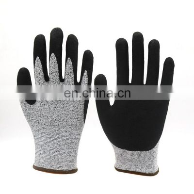 Premium HDPE Shell Nitrile Seamless Cut Level 5 Glove Rough Grip Cut Resistant Work Gloves Superior Cut Risk Protection Gloves