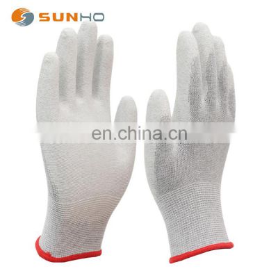 SUNNYHPU ESD gloves 13 gauge carbon liner with PU coated on palm or fingers