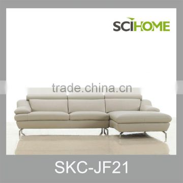 modern furniture low armrest adjustable headrest white leather sofa
