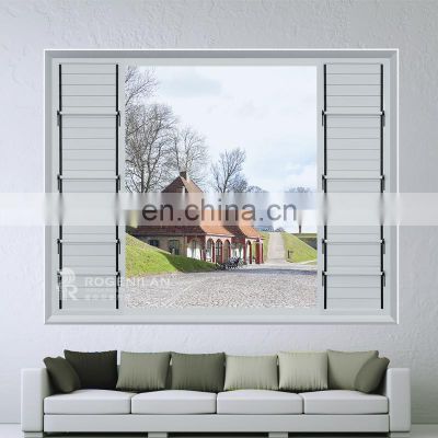 ROGENILAN aluminium standard wooden color white color window blind design louver slat window