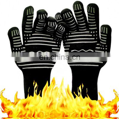 Hot Sale 1472 Extreme Heat Resistant Aramid Shell Silicone Coated Oven bbq Grill Gloves