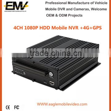New 4 Channel 1080p HDD Vehicle Mobile NVR with 4G GPS G-Sensor