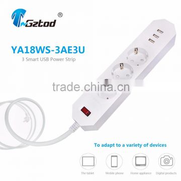 Good quality 3 ways outlet multiple socket with switch electrical power strip for Ukraine
