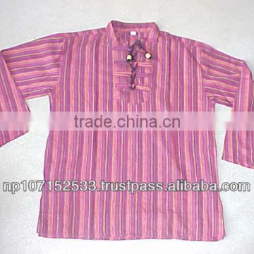SHMS12 cotton shirt with tie string neck