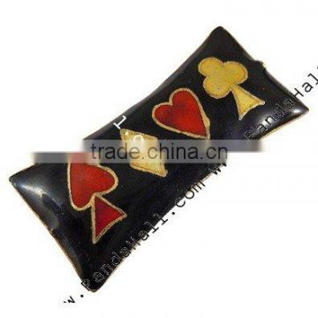 Handmade Cloisonne Beads, Rectangle, Black, about 58mm long, 28mm wide, 9mm thick, hole: 2mm(CLB-58X28-2)