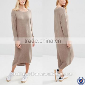 ladies designer office dresses long sleeve knitted wear scoop neck midi work dress                        
                                                Quality Choice