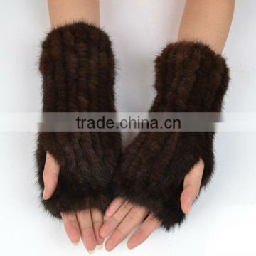 New Fashion High Quality Genuine Knitted Mink Fur Gloves