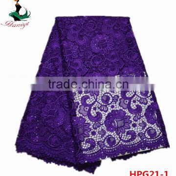 Haniye 2016 Wholesale newest cotton lace fabric/guipure lace fabric african cord lace fabric /HPG21