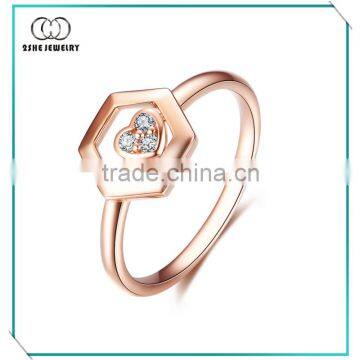 China Wholesale Hexagon Shape Silver CZ Ring