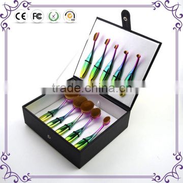 2017 HOT!!! 10pcs toothbrush rainbow makeup brush spoon oval makeup brush set