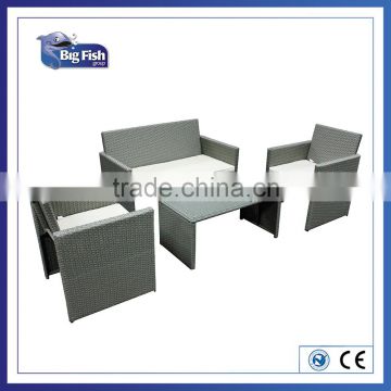 Fire Redardant fabric standard 4 pcs plastic outdoor black ot blue rattan /wicker effect furniture set