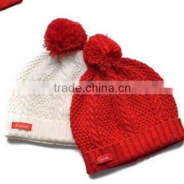 kids baby waffle pure 100 cotton knitted winter hats with pom pom