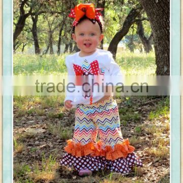 Toddler girls thanksgiving day tunic turkey outfits baby clothes wholesale price girls remake chevron ruffle boutique outfits