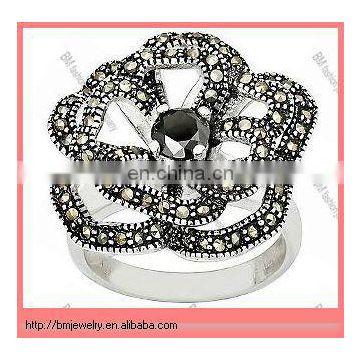 Sterling Marcasite Flower shaped Ring jewelry fashion design