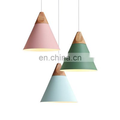 Modern Office Decorative Pendant Light Wood Base Indoor Hanging Lamps