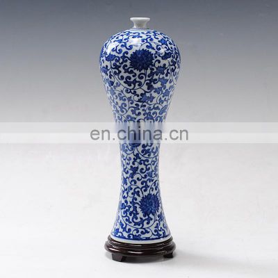 Antique blue and white ceramic big vase vase with flowers
