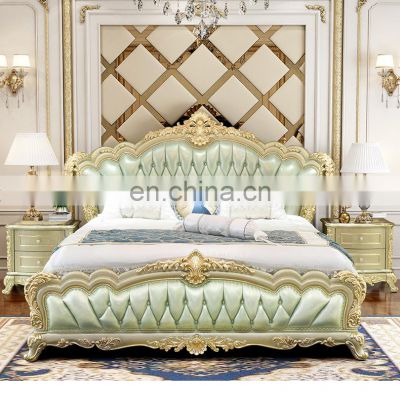 luxury solid wood frame hand carved Antique bedroom bed furniture