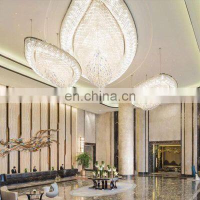 Hotel projects customised chandelier luxury crystal chandelier hallway Led crystal chandelier