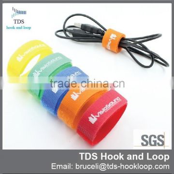 customized reusable nylon printing logo cable wrap
