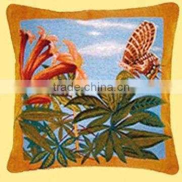 Good Quality Butterfly in Peach Blossom Design Red Cushion Cover CT-052