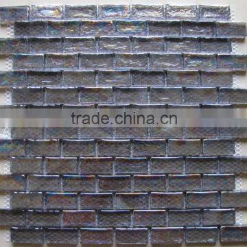 Glass material grey color rectangle mosaic pattern for wall