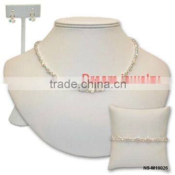 fashion blank pendant crystal necklace set