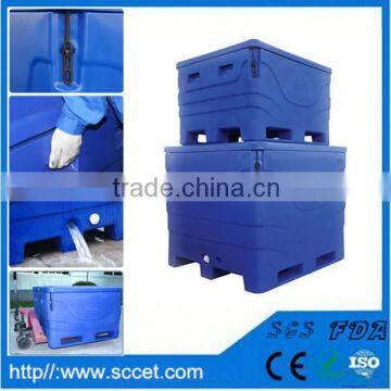 Plastic fish tank cooler frozen fish carrying bin insulated fish container