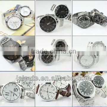 2013 hot sales hight qualtiy cheaper alloy plating watch .stainless steel pairt watch,leather couple watch with pc movt