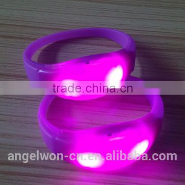 Sound activated LED light wristband glowing silicone ABS bracelet LED party wristband
