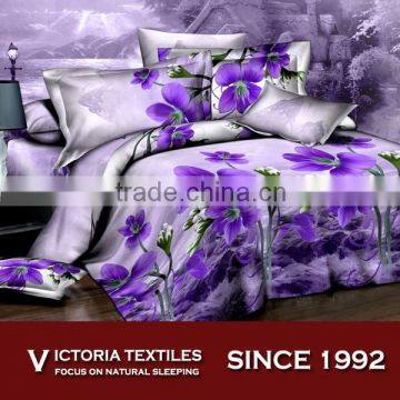 classic purple flower 120gsm reactive printed bed in a bag comforter cover sets