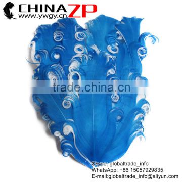 Leading Supplier ZPDECOR Popular Dyed Turquoise with White Curled Goose Feathers Plumage Pad Craft for Hair Accessories