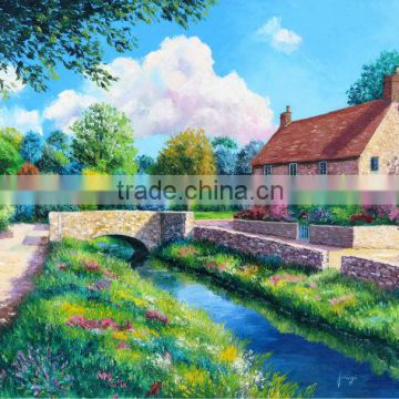 Hand painted colorful landscape oil painting
