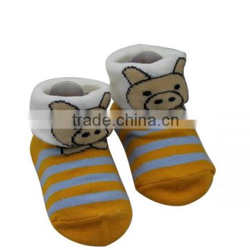 GSB-44 China Manufacture Custom 100% organic cotton animal turn over socks