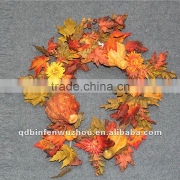 Decorative Autumn Wreath With Chrysanthemum