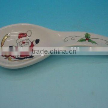 white color Christmas ceramic spoon