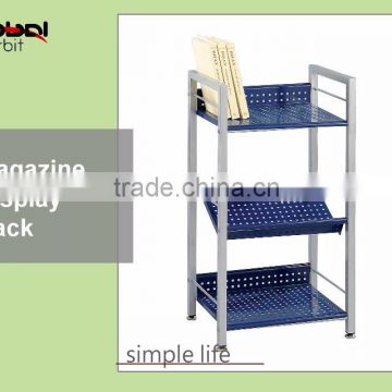 3 tier book rack, colorful brochure display rack, adjustable storage rack