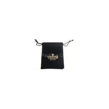 Black Velvet Drawstring Bag With Hot Stamped Logo 80 * 120mm