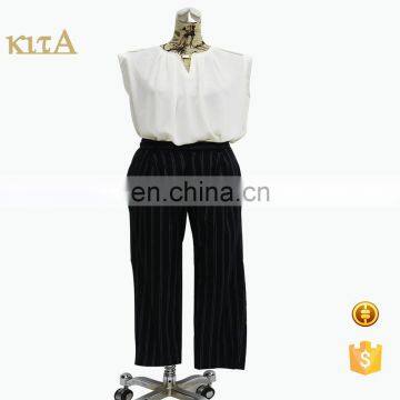 women high quality slim stripe pants straight trousers