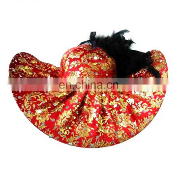 MCH-1563 Party Carnival funny cheap women red imprint felt floppy Hat with feathers