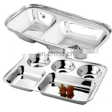 STAINLESS STEEL 6 COMPARTMENT AMERICAN MESS TRAY - SQUARE