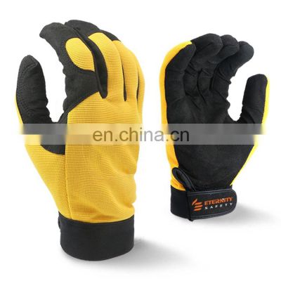 Washable custom impact gloves yellow color cheap work gloves