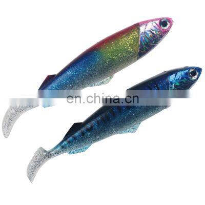 new low price  artificial soft  bait set fishing lure saltwater plastic lure with jig head soft mackerel lure