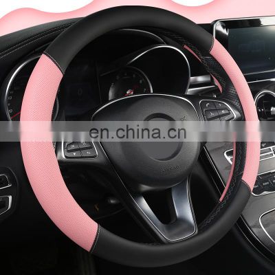 Autoaby Car Steering Wheel Cover 5 Colors for Woman Girl Breathable Braid On The Steering Wheel Universal Car Styling
