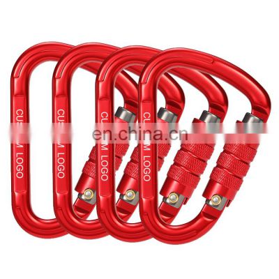 JRSGS Wholesale 4PCS/SET Customized Locking 25KN Carabiner Clips for Climbing and Hammock Aluminium Safety Hook