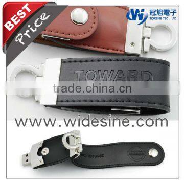 Leather USB flash memory 1GB to 16GB leather keychain 2013 new products