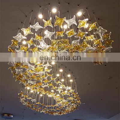 Art glass four corner starfish chandelier living room hotel lobby banquet hall hanging glass pendant lights