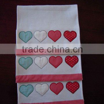embroidery with applique cotton waffle tea towel