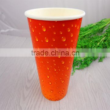Logo Printed Food Grade Eco-friendly Cold Drink Disposable 16oz Paper Cup Cold Beverage Logo Color Printed OEM Accepted